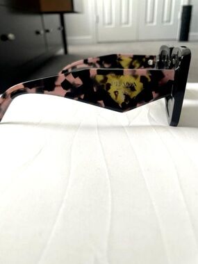 Prada Pink and Black Tortoise Logo-Trim Women's Sunglasses